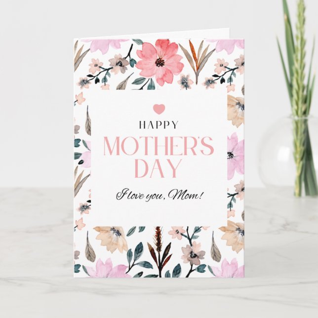 Cartão do Dia das Mães com borda floral (Frente)