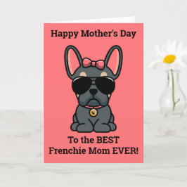 Cartão do Dia das Mães com Bulldog Francês castanh