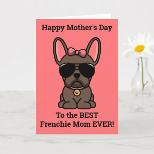Cartão do Dia das Mães com Bulldog Francês Marrom