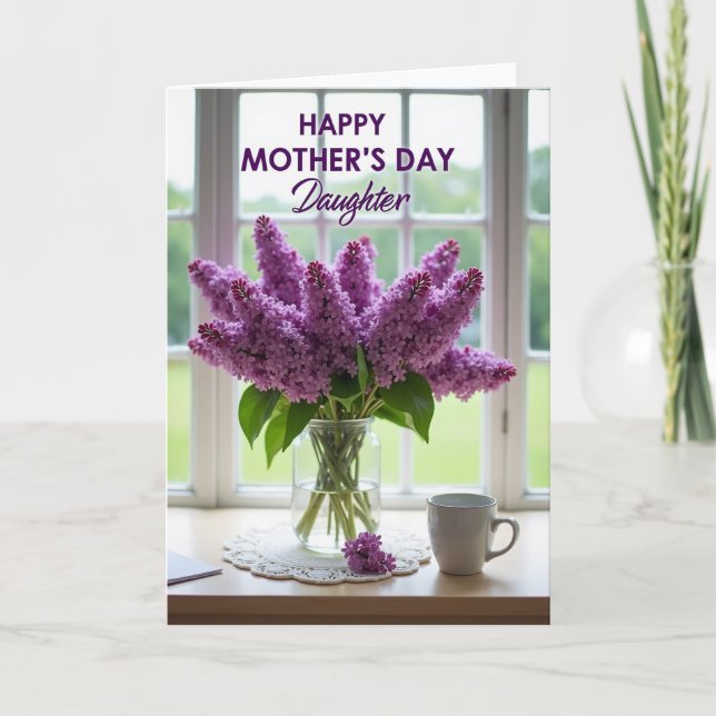 Cartão do Dia das Mães com Buquê de Lilás (Frente)