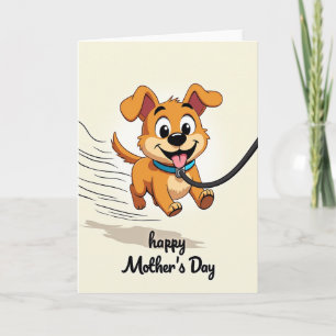 Cartão do Dia das Mães com Cachorrinho Animado