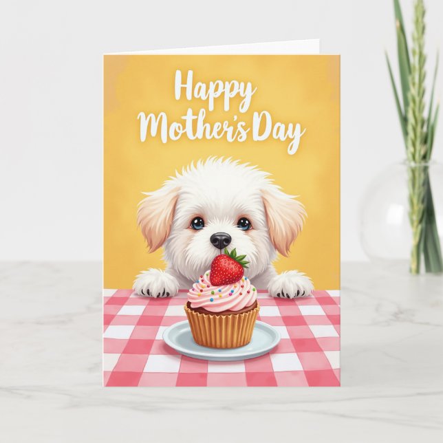 Cartão do Dia das Mães com Cachorrinho Fofo (Frente)