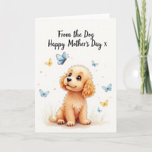 Cartão do Dia das Mães com Cachorrinho Fofo (Frente)