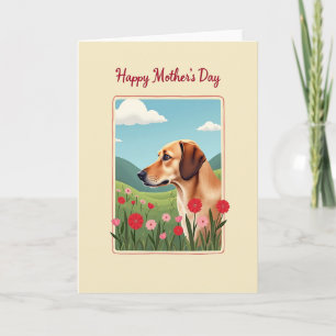 Cartão do Dia das Mães com Cena de Cachorro Floral