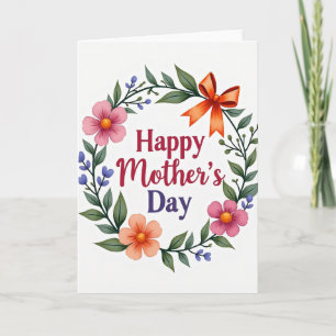 Cartão do Dia das Mães com Coroa de Aquarela