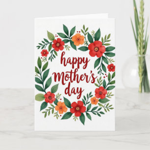 Cartão do Dia das Mães com Coroa Floral