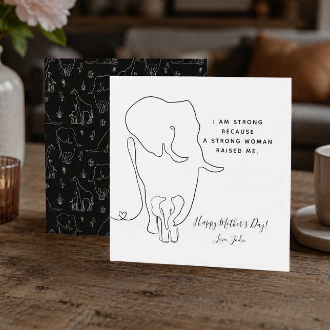 Cartão do Dia das Mães com Desenho de Elefante Mãe (Criador carregado)