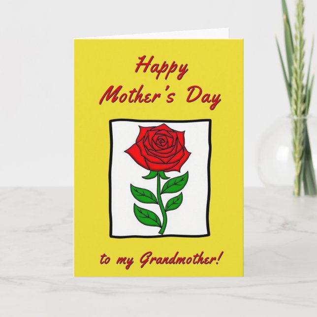Cartão do Dia das Mães com Desenho de Rosa (Frente)
