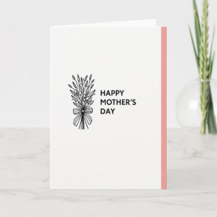 Cartão do Dia das Mães com Desenho Linear