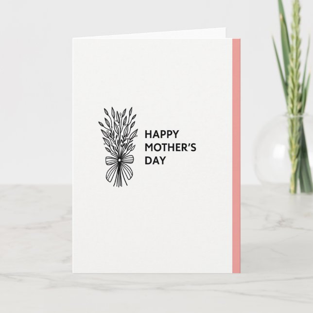 Cartão do Dia das Mães com Desenho Linear (Frente)
