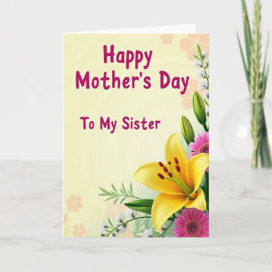 Cartão do Dia das Mães com Design de Irmã Lily
