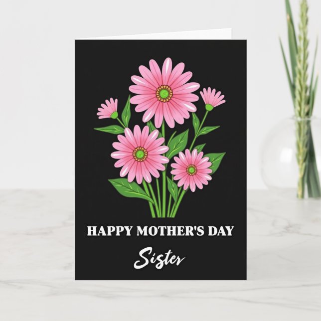 Cartão do Dia das Mães com Flor Rosa (Frente)