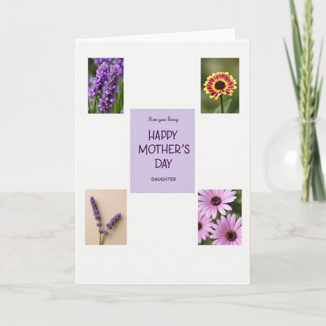 Cartão do Dia das Mães com Flor Roxa (Frente)