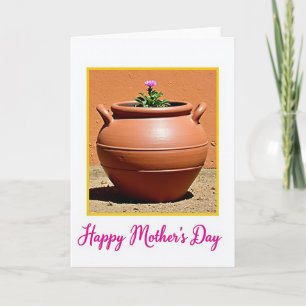 Cartão do Dia das Mães com Flor Roxa em Vaso