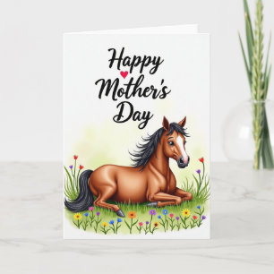 Cartão do Dia das Mães com Floral de Cavalo