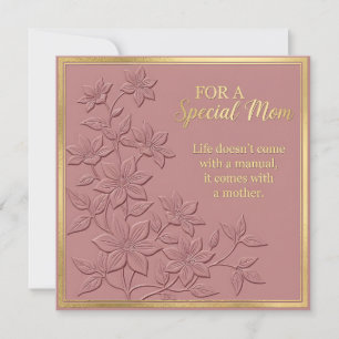 Cartão do Dia das Mães com Floral Em relevo