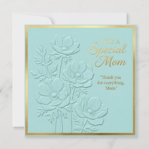 Cartão do Dia das Mães com Floral Em relevo