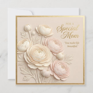 Cartão do Dia das Mães com Floral Embutido