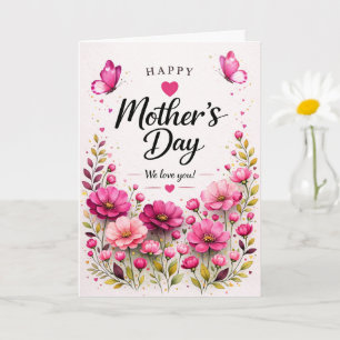 Cartão do Dia das Mães com Floral Rosa