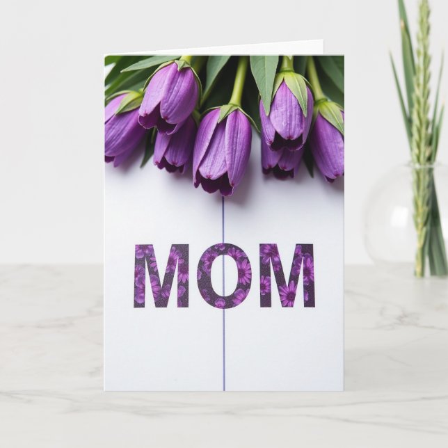 Cartão do Dia das Mães com Floral Roxo (Frente)