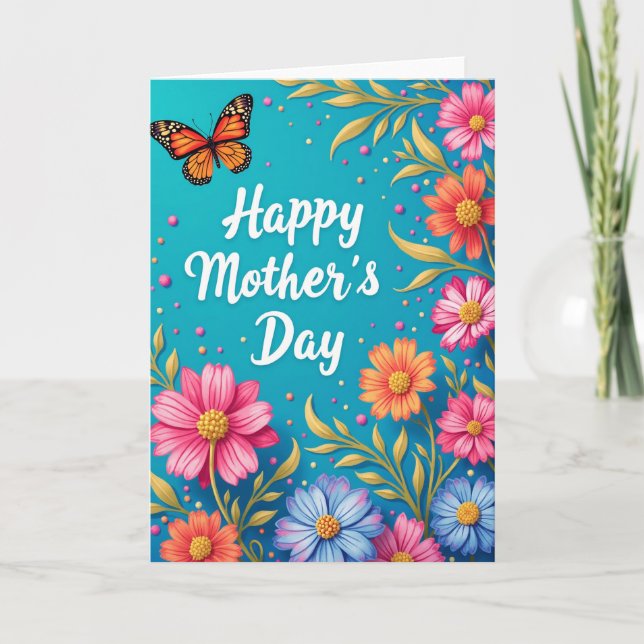 Cartão do Dia das Mães com Flores (Frente)