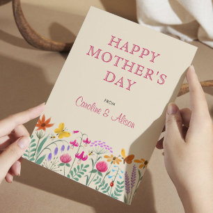 Cartão do Dia das Mães com Flores Aquáticas Feliz