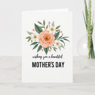 Cartão do Dia das Mães com Flores Brancas Elegante