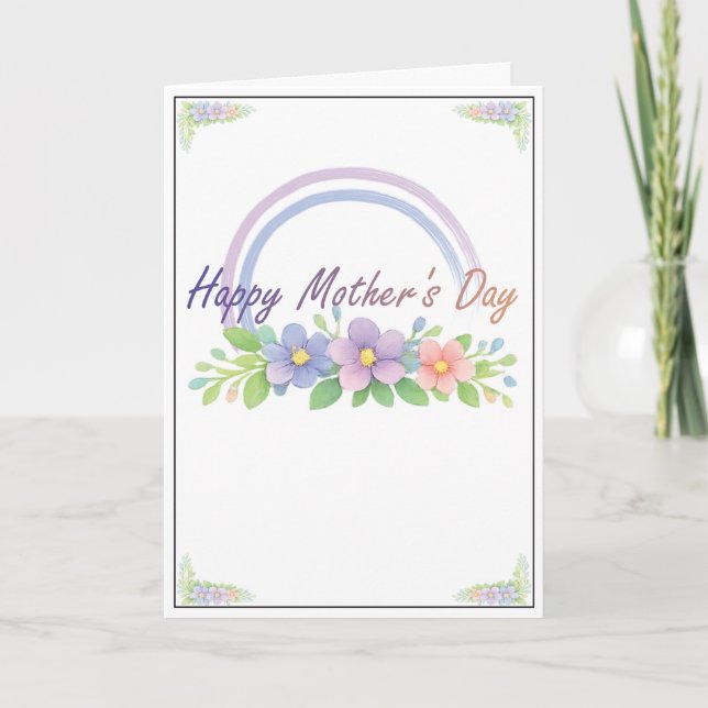 Cartão do Dia das Mães com Flores de Arco-íris Pas (Frente)