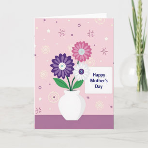 Cartão do Dia das Mães com Flores de Bolinhas
