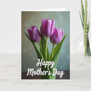 Cartão do Dia das Mães com Flores de Fúcsia