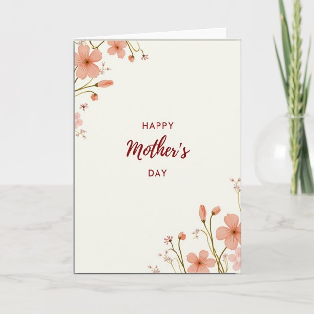 Cartão do Dia das Mães com Flores de Pessegueiro (Frente)