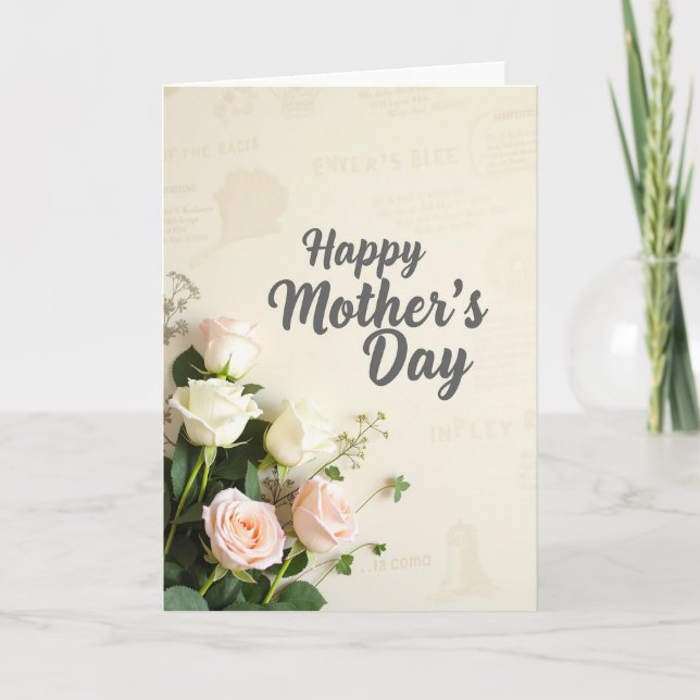 Cartão do Dia das Mães com Flores Frescas (Frente)