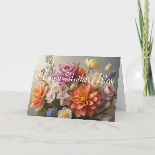 Cartão do Dia das Mães com Flores Lindas (Frente)