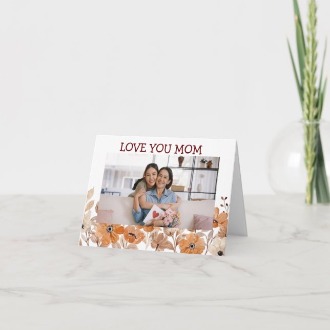 Cartão do Dia das Mães com Flores Modernas Feliz (Frente)