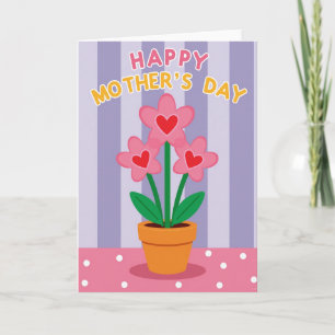 Cartão do Dia das Mães com Flores no Coração