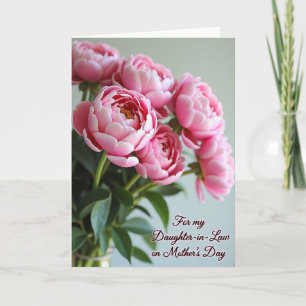 Cartão do Dia das Mães com Flores Rosa para Filha