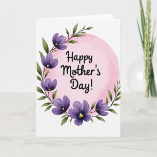 Cartão do Dia das Mães com Flores Roxas