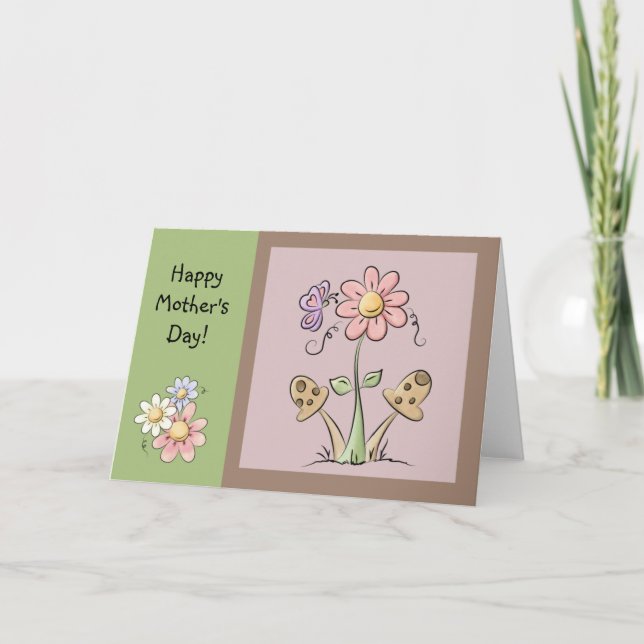 Cartão do Dia das Mães com Flores Rurais Fofas (Frente)