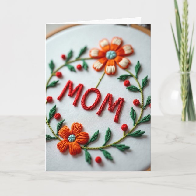 Cartão do Dia das Mães com Flores Trançadas Mamãe (Frente)