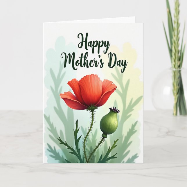 Cartão do Dia das Mães com Flores Vibrantes (Frente)