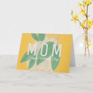 Cartão do Dia das Mães com Folha de Verde Amarelo 