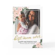 Cartão do Dia das Mães com Foto 'Blush Floral Melh