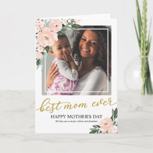 Cartão do Dia das Mães com Foto 'Blush Floral Melh