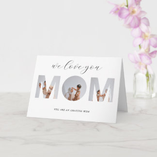 Cartão do Dia das Mães com Foto e Caligrafia Cinza