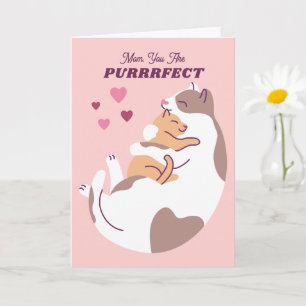 Cartão do Dia das Mães com Gato e Gatinho