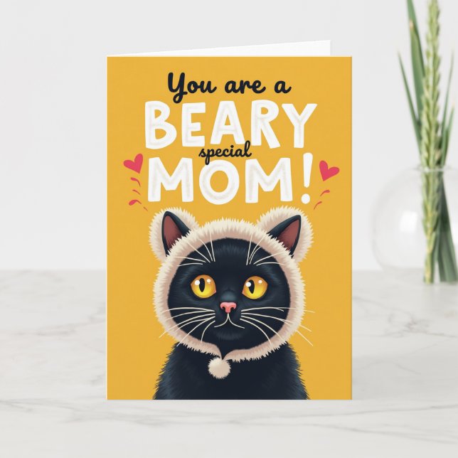 Cartão do Dia das Mães com Gato Fofo (Frente)