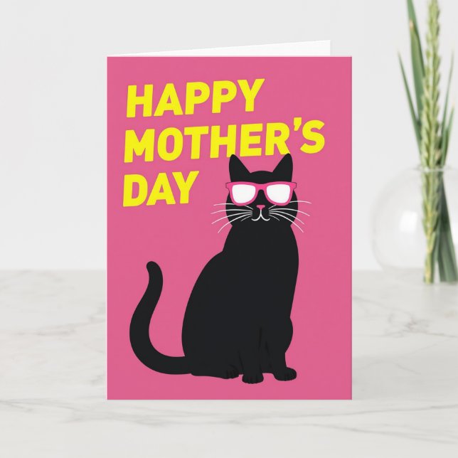 Cartão do Dia das Mães com Gato Fuchsia (Frente)