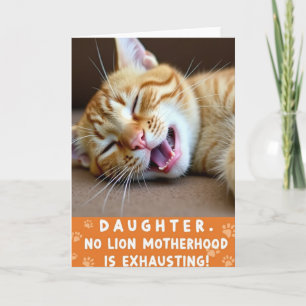Cartão do Dia das Mães com Gato Gengibre Bocejando
