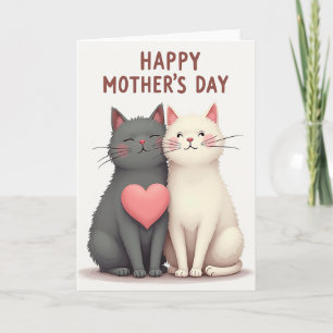 Cartão do Dia das Mães com Gatos de Bolinhas