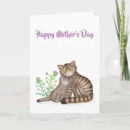 Cartão do Dia das Mães com Gatos Selvagens Escoces